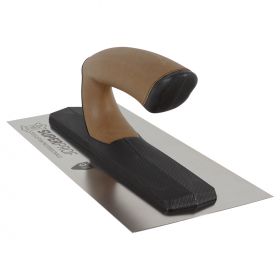 Raapspaan Comfort Super Prof Pure 330x120x0,7mm afgeronde hoeken met lederen handgreep RVS