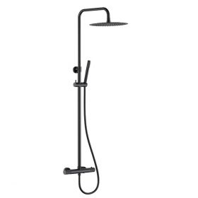 Ribbd thermostatische regendoucheset opbouw mat zwart