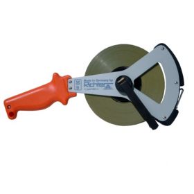 Richter meetband staal/nylon met bandeinde A in Y-haspel - 30 m