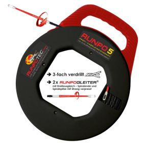 RUNPO 5 trekveer kunststof 30 meter in haspelbox