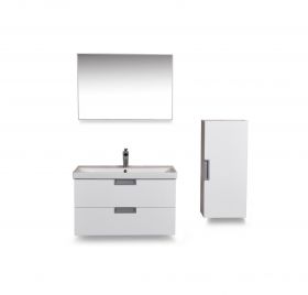 Tempo meubelset 80 + keramische wastafel + spiegel + kast wit