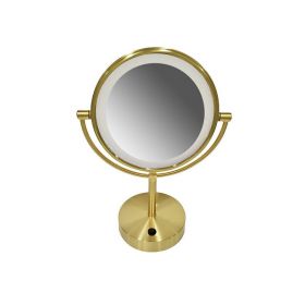 Scheerspiegel staand LED op batterijen geborsteld messing