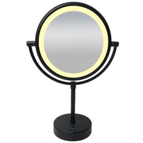 Wiesbaden Scheerspiegel staand led op batterijen mat-zwart