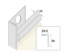 Stucstopprofiel 1136 L= 300 cm 1x25mm