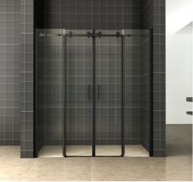 schuifbare nisdeur 4-d. mat-zwart 1800x2000 chr.8mm NANO