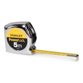 Stanley rolmaat Powerlock 5mx25mm op kaart kunststof kast