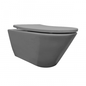 Stereo rimless wandcloset met Shade toiletzitting mat grijs