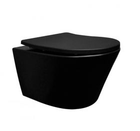 Wiesbaden Vesta rimless wandcloset mat-zwart + Shade zitting mat-Zwart