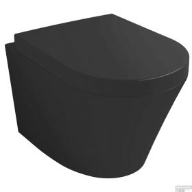 Vesta rimless wandcloset mat zwart met Vesta toiletzitting softclose en quick release mat zwart