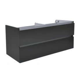 Wiesbaden Vision losse onderkast dubbel met 4 laden 120x46 cm hoogglans grijs