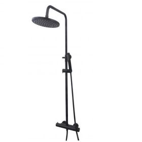 Wiesbaden Caral douche-opbouwset + thermostaat mengkraan Zwart