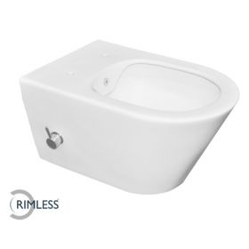 Wiesbaden Luxe rimless wandcloset 53 cm met ingebouwde bidetkraan WM/KD mat-wit