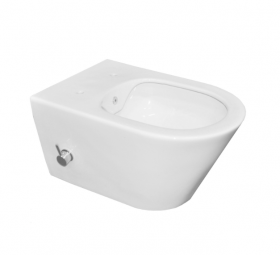 Wiesbaden Luxe rimless wandcloset 53 cm met ingebouwde bidetkraan WM/KD wit