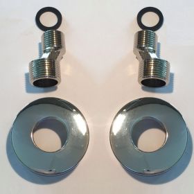 Rio set S-koppeling + rozet 1/2 inch x3/4 inch | Chroom