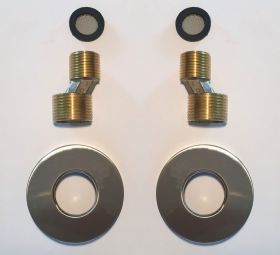 Rio set S-koppeling + rozet 1/2 inch x3/4 inch | Geborsteld staal