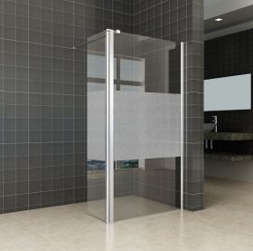 Wiesbaden zijwand + scharnierprofiel rechts 350x2000 10mm NANO gedeeltelijk matglas