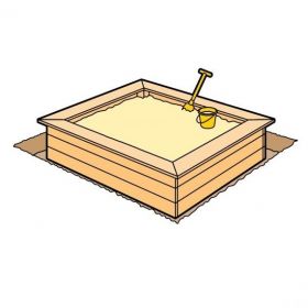 Zandbak van hout met deksel
