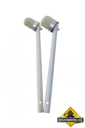 Bokkepoot wit haar met houten steel 50mm