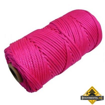 Metselkoord gevlochten 1.5mm PA fluor rose klos 50m
