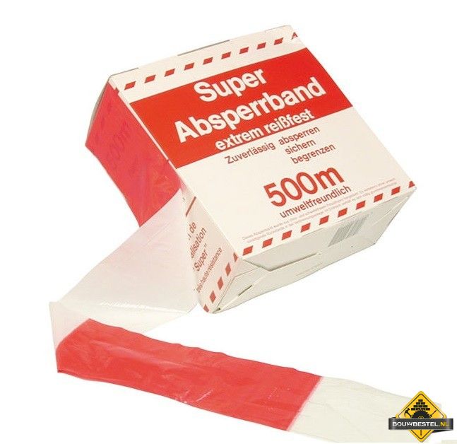 Afzetlint HDPE - Rood-Wit (80x35mm, 500m¹)