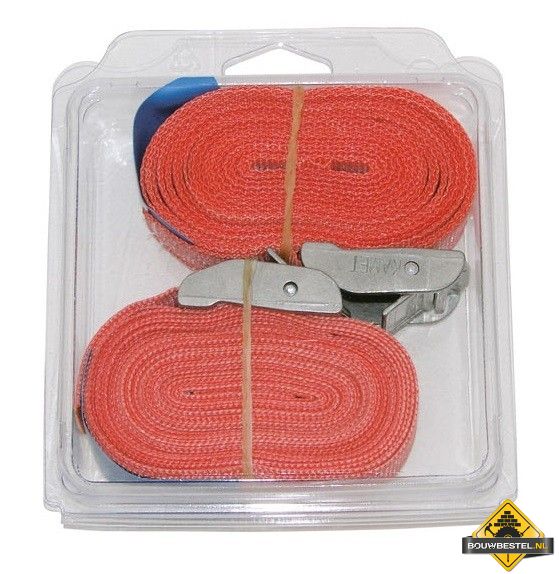 Sjorband 25mm 1-delig met klemgesp LC300 6 mtr. per 2 stuks