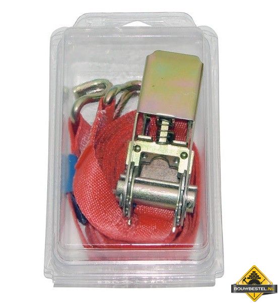 Sjorband 25mm 2-delig met ratel en spitshaken LC400/800 5 mtr. per stuk
