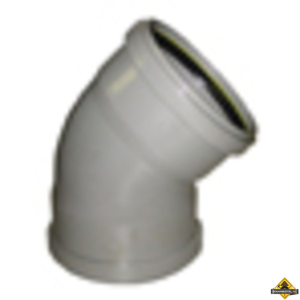 PVC Afvoerbocht 45 graden 2xmanchet grijs 125mm