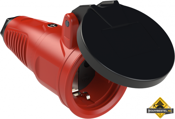 Sirox volrubber contrastekker met verend klapdeksel rood, IP44