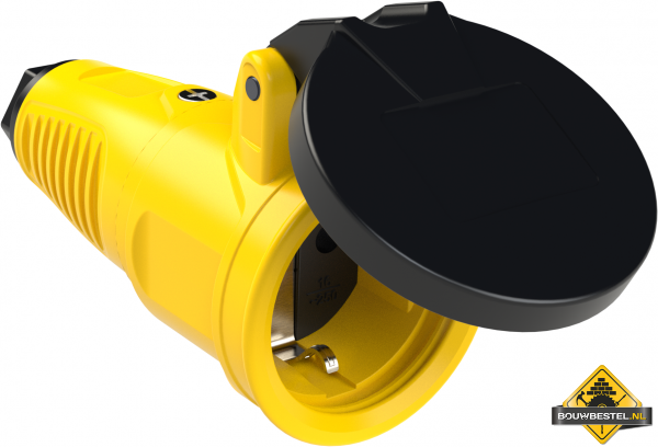Sirox volrubber contrastekker met verend klapdeksel geel, IP44