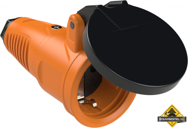 Sirox volrubber contrastekker met verend klapdeksel oranje, IP44