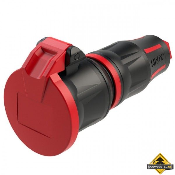 Sirox XL volrubber contrastekker met verend klapdeksel zwart/rood, IP44