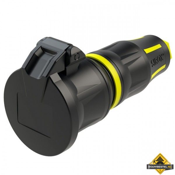 Sirox XL volrubber contrastekker met verend klapdeksel zwart/geel, IP44