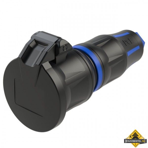 Sirox XL volrubber contrastekker met verend klapdeksel zwart/blauw, IP44