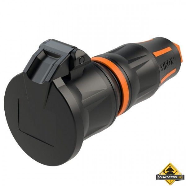 Sirox XL volrubber contrastekker met verend klapdeksel zwart/oranje, IP44