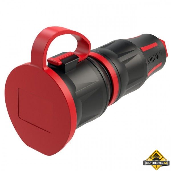 Sirox XL volrubber contrastekker met deksel aan band zwart/rood, IP44