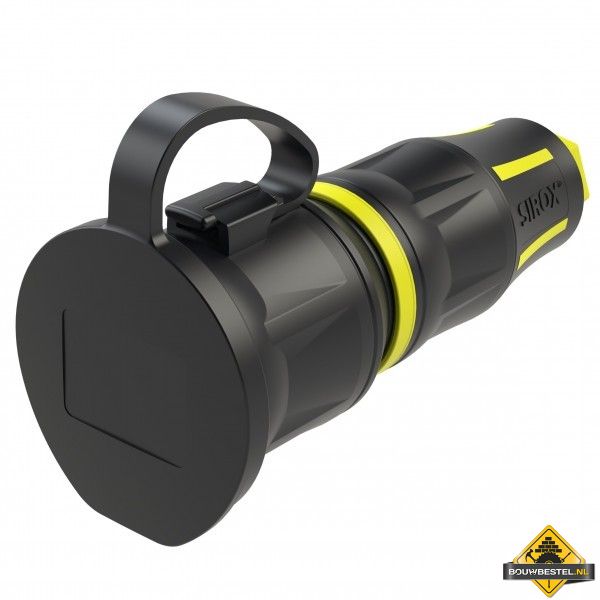 Sirox XL volrubber contrastekker met deksel aan band zwart/geel, IP44