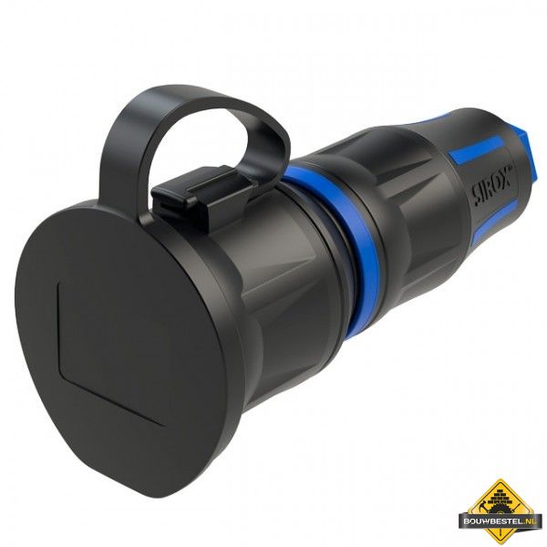 Sirox XL volrubber contrastekker met deksel aan band zwart/blauw, IP44