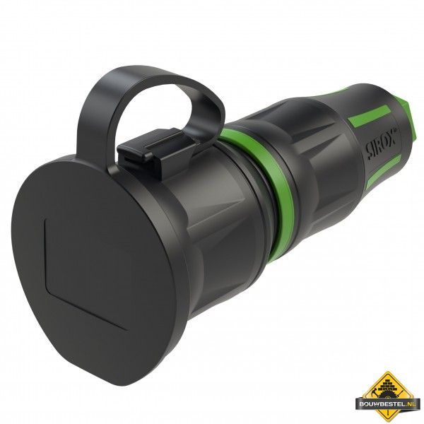 Sirox XL volrubber contrastekker met deksel aan band zwart/groen, IP44