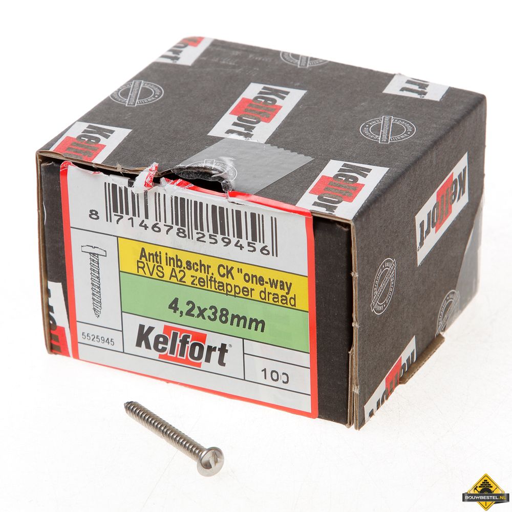Ééntoer anti-inbraak schroeven 4,2x38mm RVS | 100 stuks