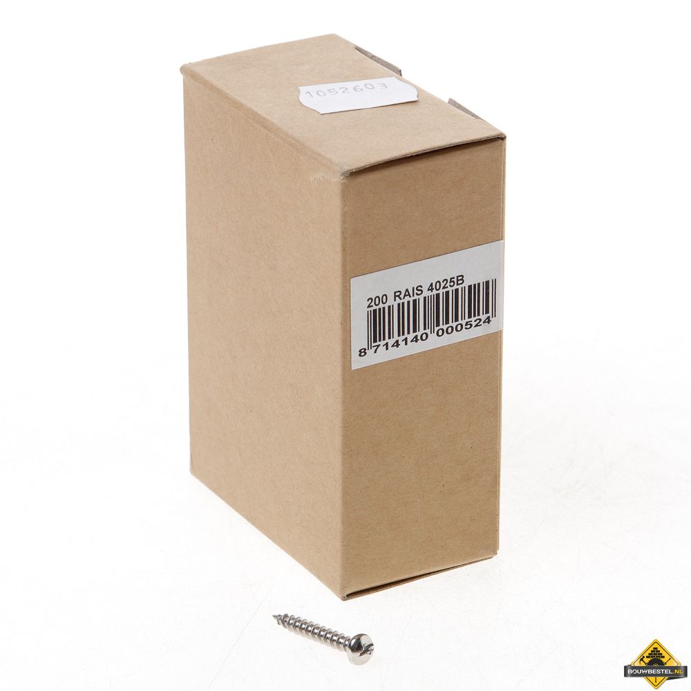 Ééntoer anti-inbraak schroeven 4x25mm RVS | 100 stuks