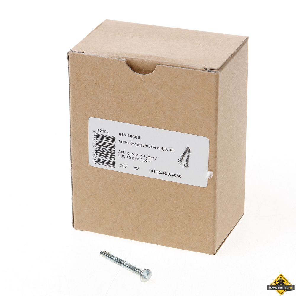 Ééntoer anti-inbraak schroeven 4x40mm Staal | 100 stuks