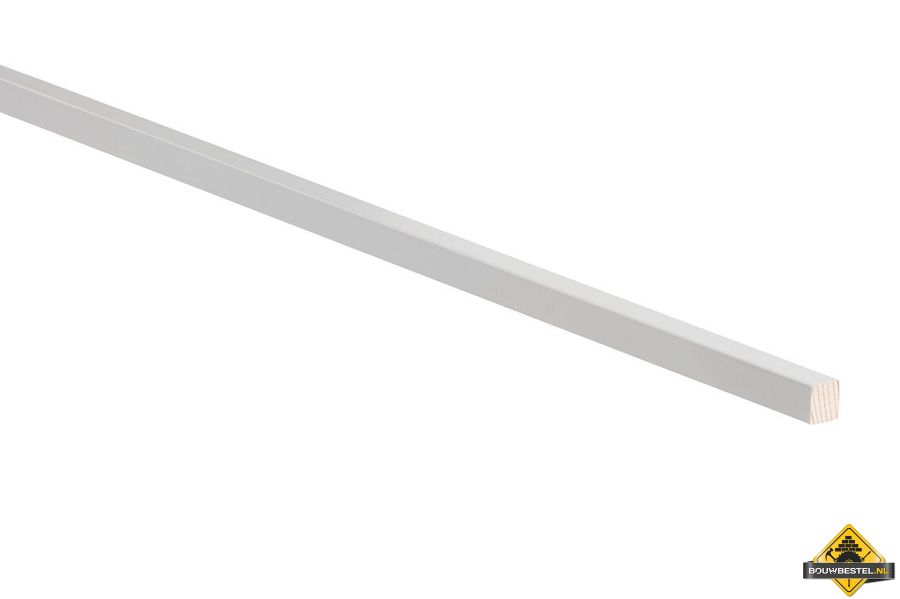 Grenen aftimmerlat voorgelakt RAL 9010 FSC 15x15mm 270cm