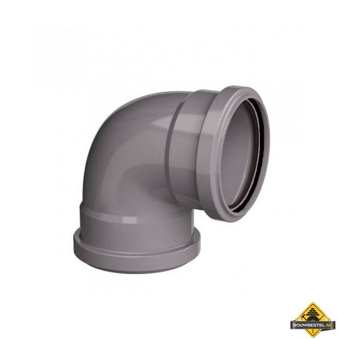 PVC Afvoerbocht 90 graden 2xmanchet grijs 110mm