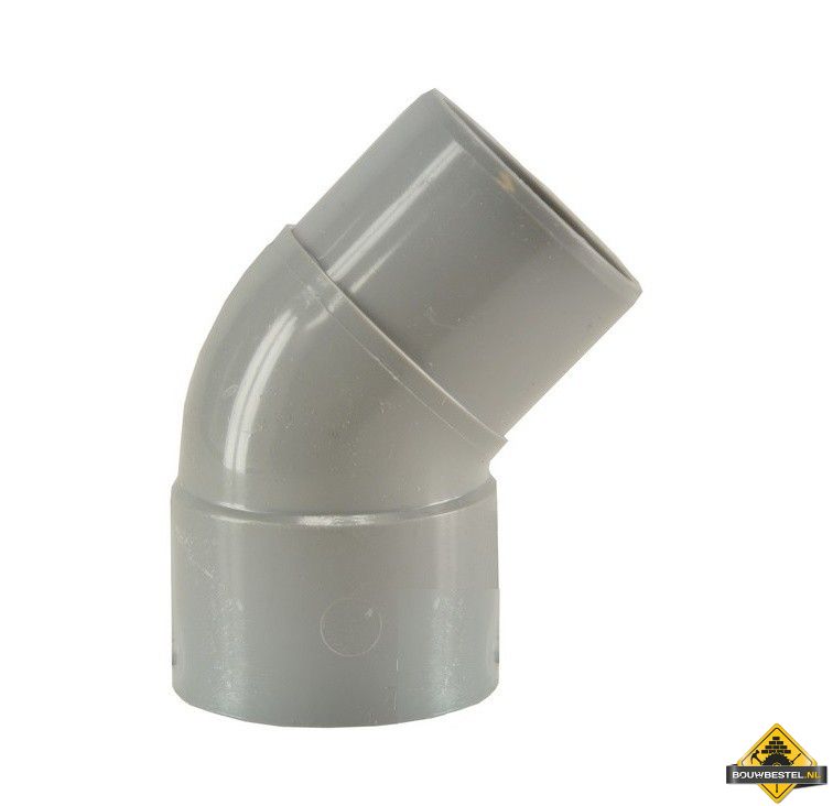 PVC Afvoerbocht 45 graden mof/spie grijs 40mm