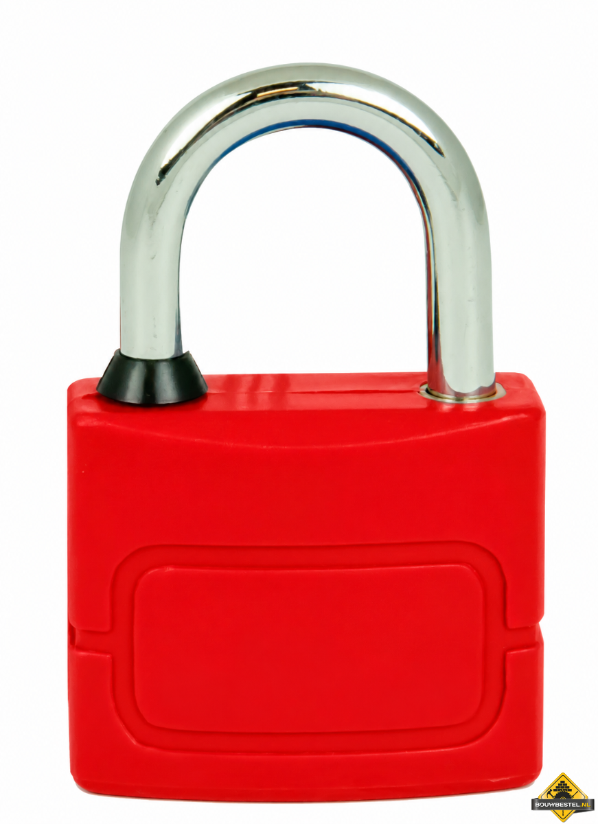 M-LOY messing hangslot 40mm, GS nr. 422R, met ABS coating, rood, incl. 2 sleutels
