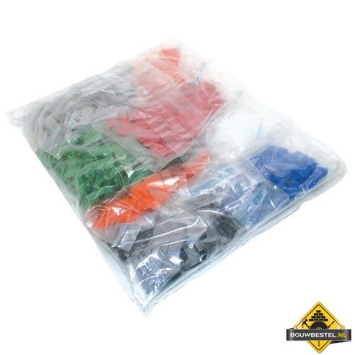 Assortiment Kunststof uitvulplaatjes 50x50mm in zak - Totaal: 432 stuks