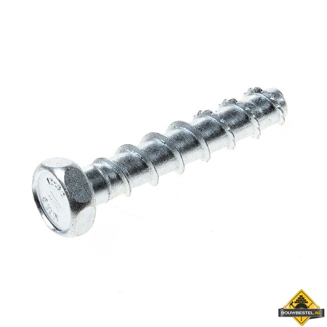 Betonschroef zeskant verzinkt 12x60mm BM=10mm | 100 stuks