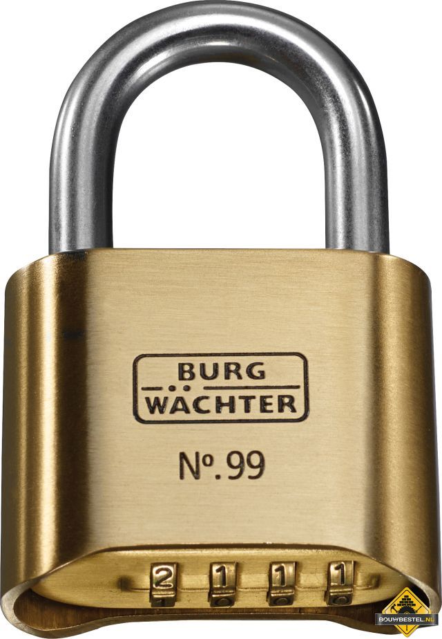 Burg cijfercombinatiehangslot 50mm, HB RVS 65mm, programmeerbaar tot 9999