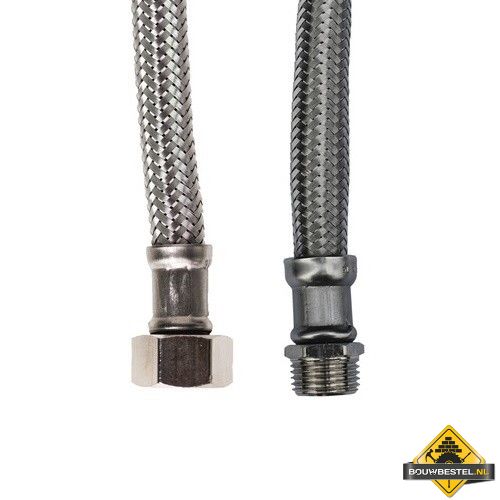 KIWA metalen Flexibele aansluitslang 3/8inch binnen x 1/2inch buiten 60cm