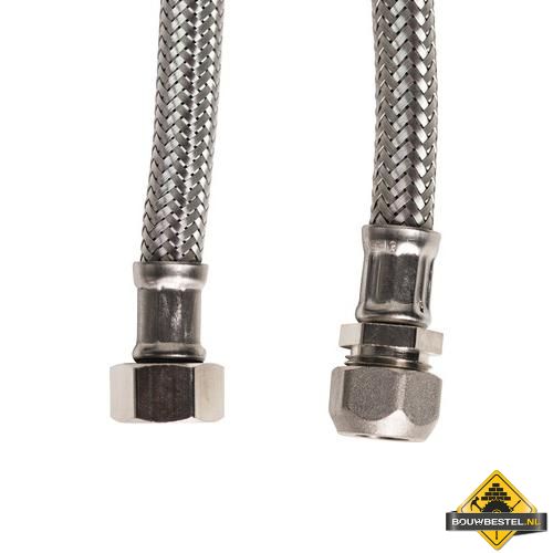 KIWA metalen Flexibele aansluitslang 1/2inch binnen x 10mm knel 60cm